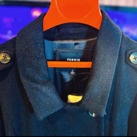 Torrid Size 6 Black Wool-Blend Military Fit & Flare Coat, Black, NWT - Picture 4 of 16